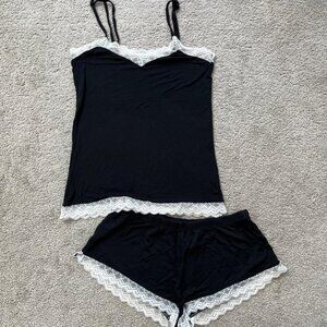 Etam Black Lace Trim Cami Set